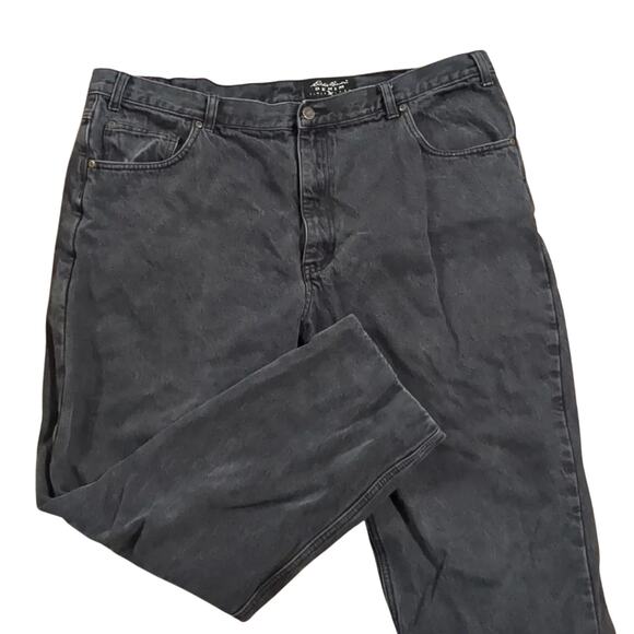 Eddie Bauer Flannel Lined black cotton jeans size 44X32 - Picture 1 of 5